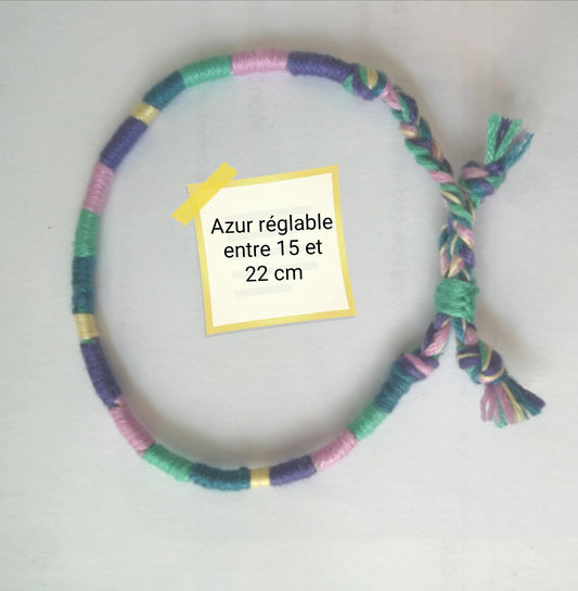 Bracelet tissé coton modèle azur)